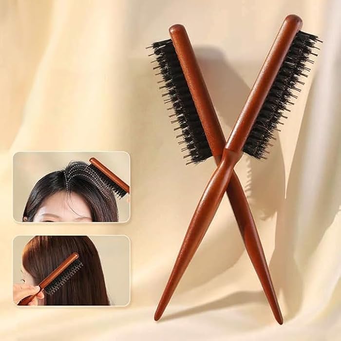 Premium Wooden Hair Brush for Baby Hair Styling – Natural Brown Design with Soft Bristles to Control Small & Side Hair – Versatile Styling Tool for Neat, Tidy Result Every Time - Image 2